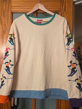 QOS Sequin Ski Crewneck Sweatshirt